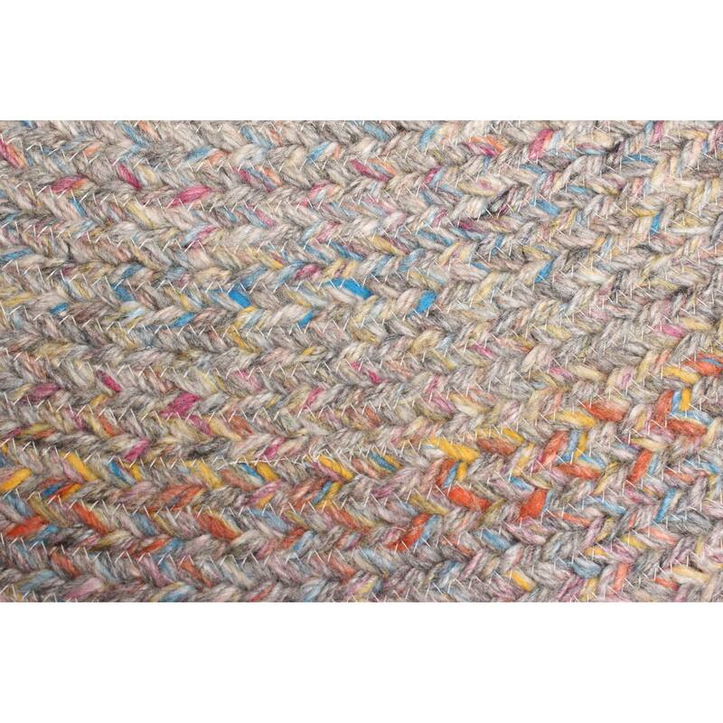 ECARPETGALLERY Braid weave Sienna Grey Wool Rug - 3'3 x 3'3