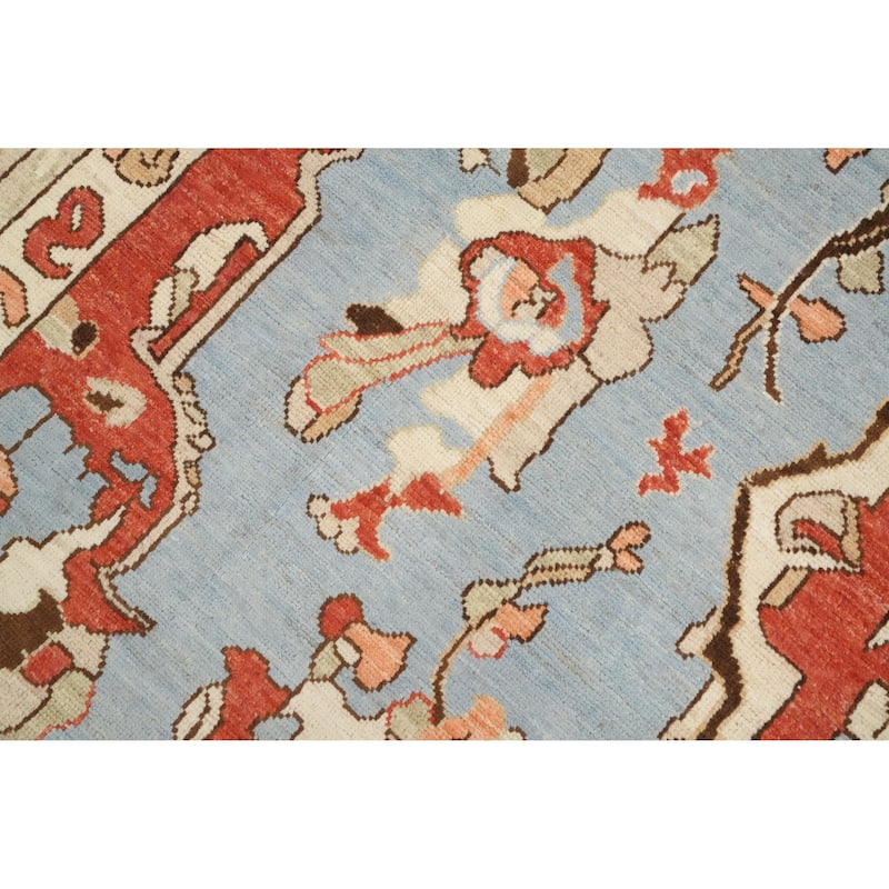 Hand Knotted Oriental 100% Wool Carpet Transitional Medallion Navy Blue & Blues Oushak Area Rug - 13' 6'' X 11' 2''