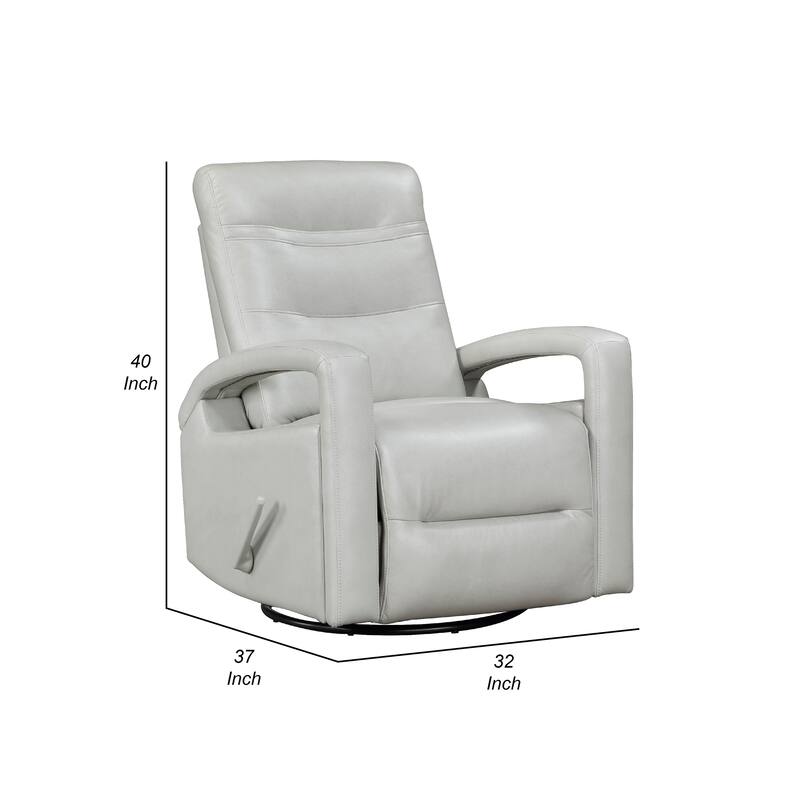 Kamo Manual Recliner Swivel Chair, 32 Inch, Smoke Gray Faux Leather