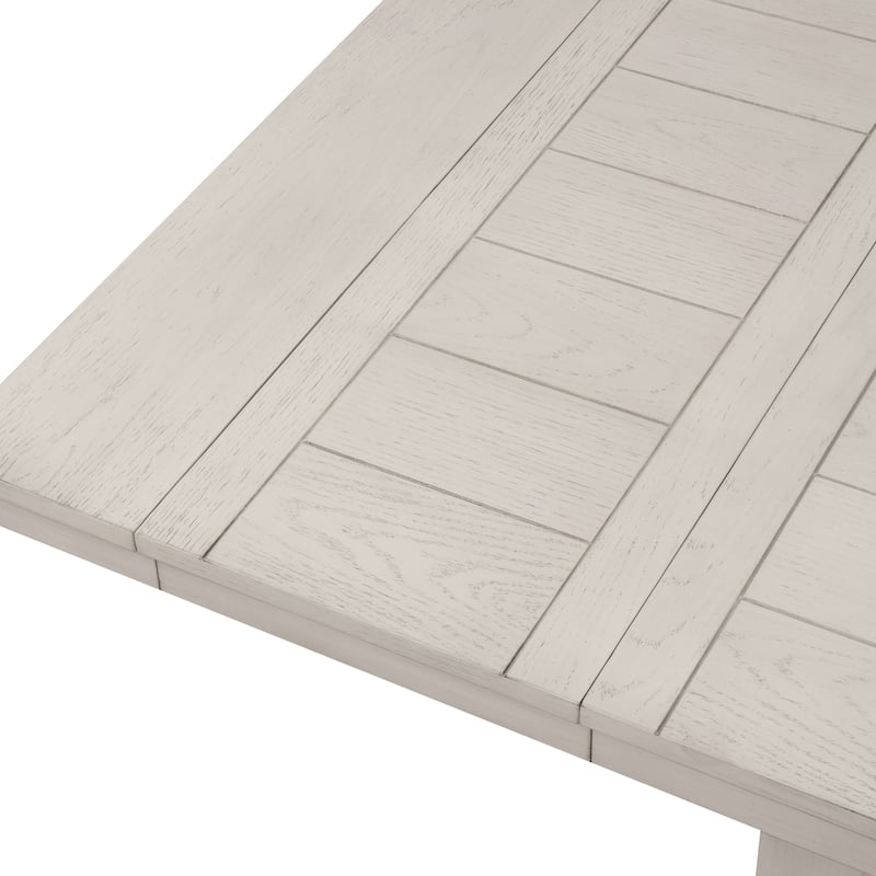 Furniture of America Hesnly Farmhouse 5-Piece Rustic White Oak Wood Extendable Dining Table Set