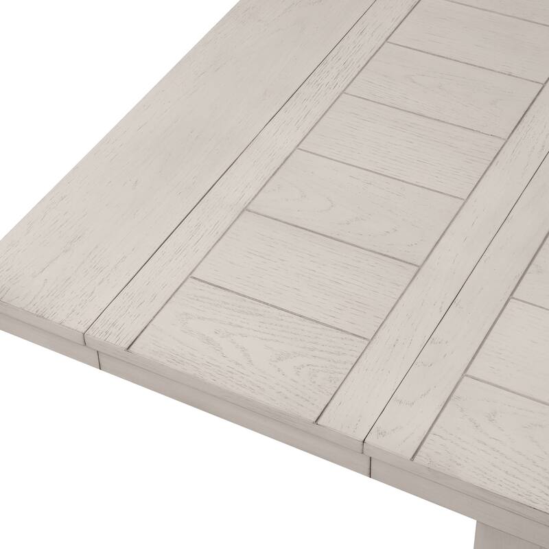 Furniture of America Hesnly Farmhouse Rustic White Oak 7-Piece Wood Extendable Dining Set