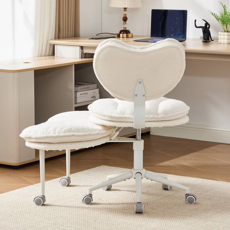 Teddy Fleece Double-Layer Padding Cross Legged Rolling Chair
