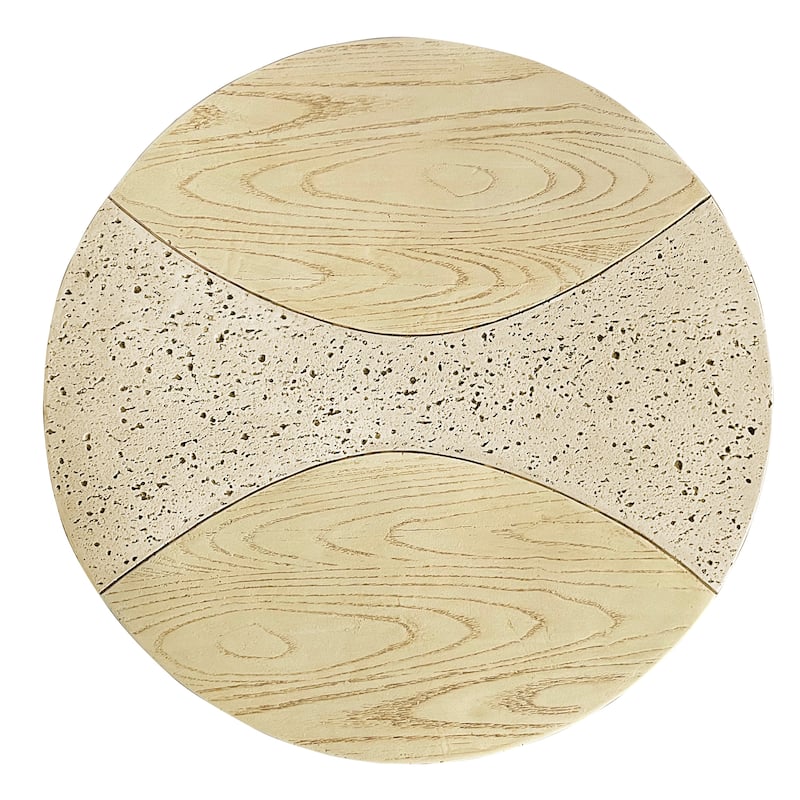 28" Round MGO Coffee Table with a Natural Stone & Wood-Look Finish