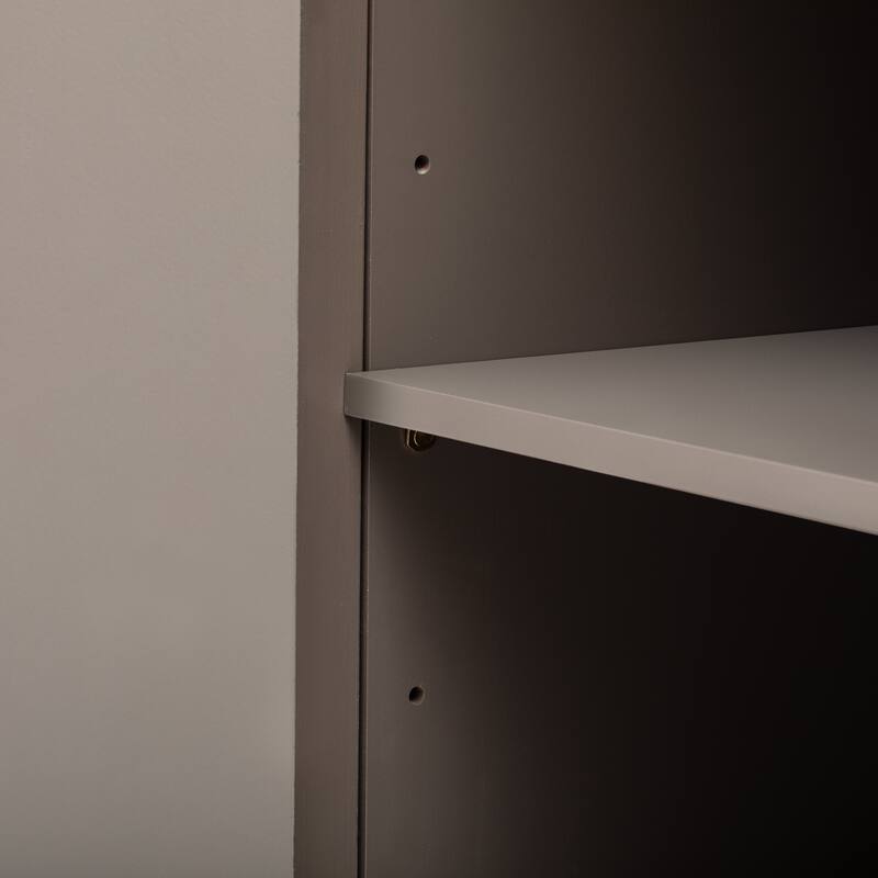 Accent Cabinet with 4 Vertical Striped Door and Metal Handles, Entryway Cabinets Storage Sideboard with Adjustable Shelves