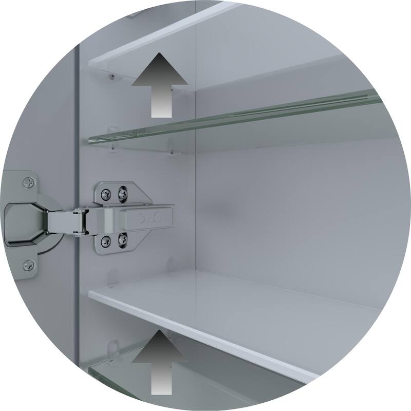 GDFStudio - Delmar Modern Aluminum LED Lighted Medicine Cabinet with Mirror Anti Fog and Digital Clock