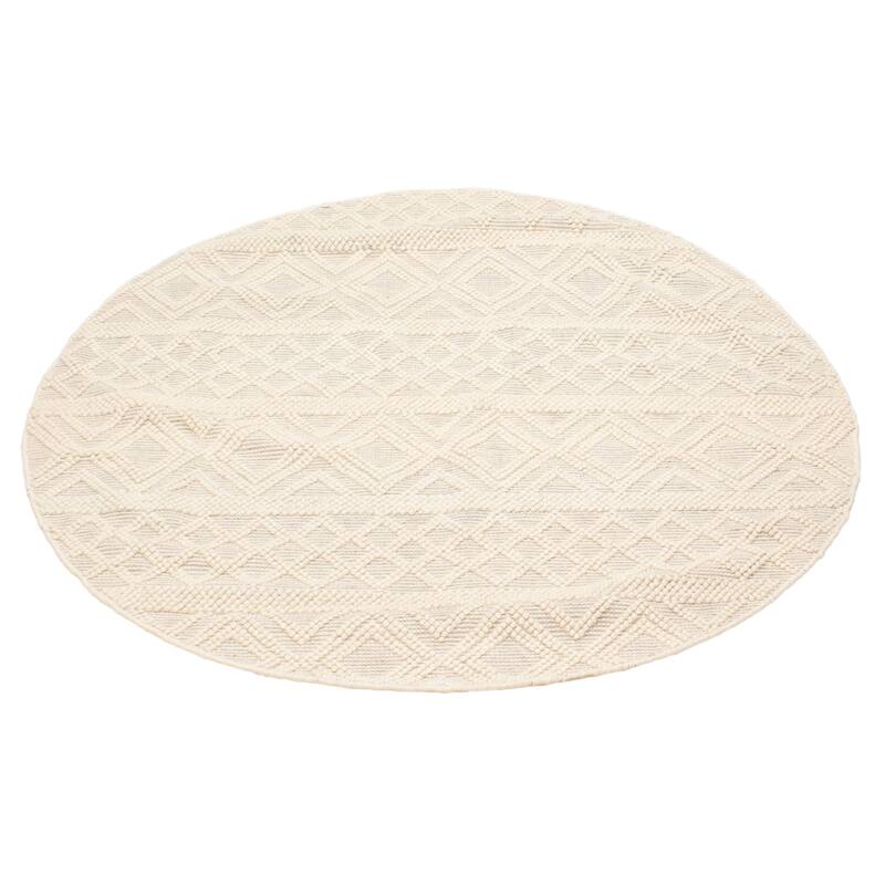 ECARPETGALLERY Braid weave Sienna Cream Wool Rug - 5'11 x 5'11