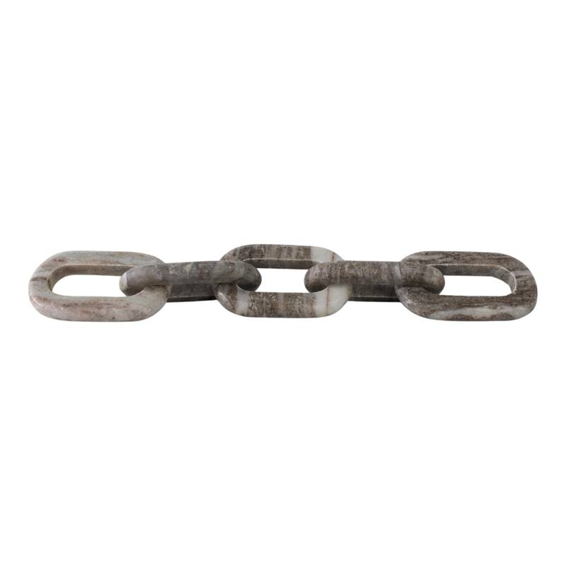 Travertine Wood Modern Decorative Chain Link Sculpture Accent Decor