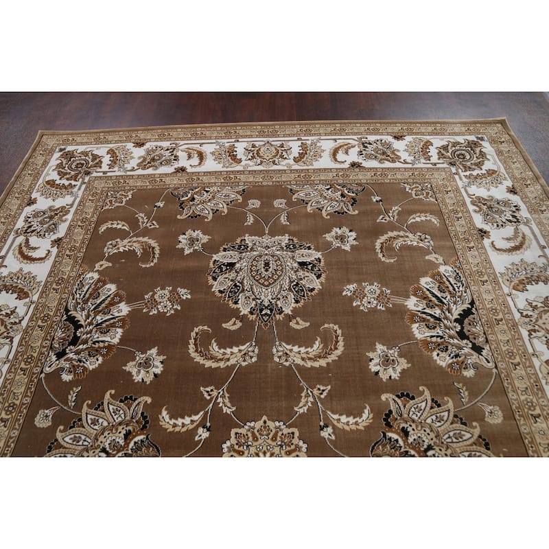 Brown Floral Traditional Tabriz Turkish Area Rug Oriental Carpet