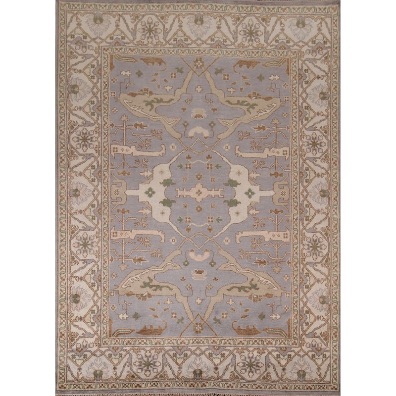Oushak Indian Area Rug Hand-Knotted Transitional Wool Carpet - 8'0"x 9'10"