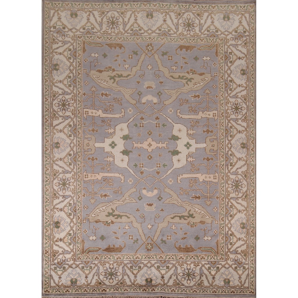 Oushak Indian Area Rug Hand-Knotted Transitional Wool Carpet - 8'0"x 9'10"