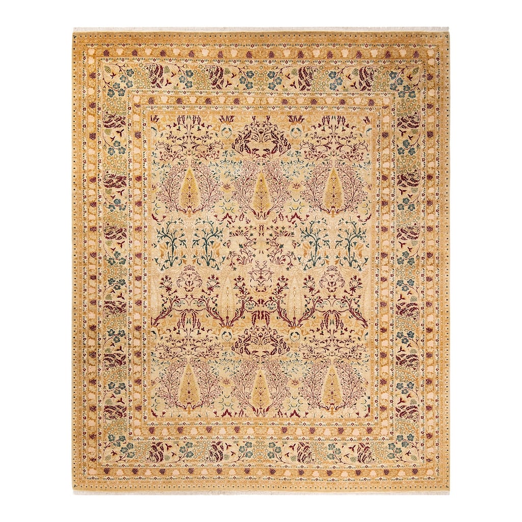 Overton Hand Knotted Wool Vintage Inspired Traditional Mogul Ivory Area Rug - 8' 2" x 10' 3"