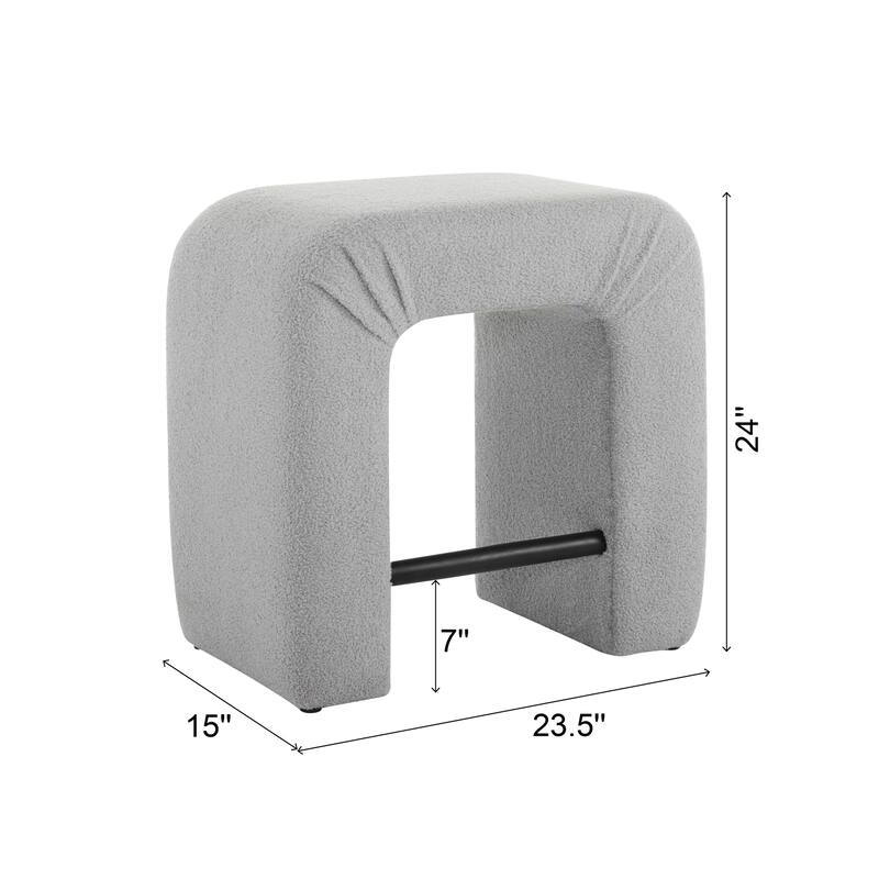 Roomfitters Boucle Upholstered Counter Stools, Set of 2 Dining Chairs for Kitchen Island and Bar Seating