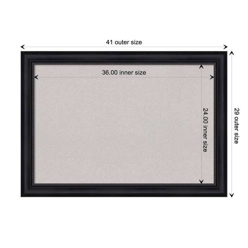 Astor Black Framed Grey Corkboard Bulletin Board, Organization Board, Pin Board - Board Size 36x24