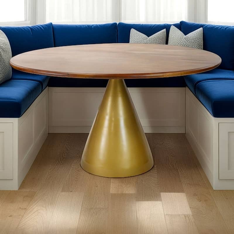 Conical Base Pedestal Dining Table - 48" - Gold