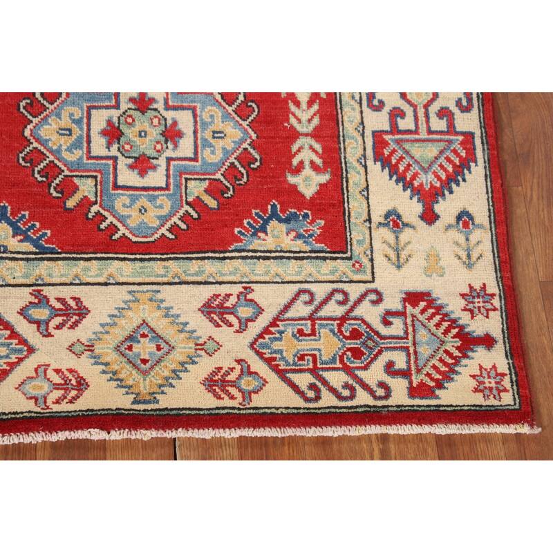 Traditional Red Kazak Foyer Rug Handmade Wool Carpet - 3'4" x 4'11"