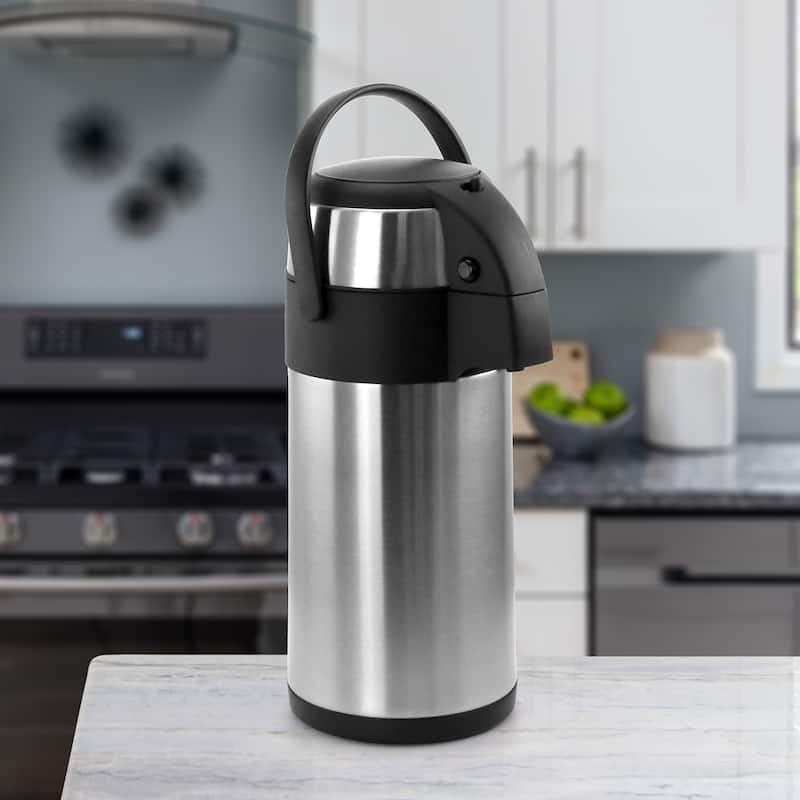 MegaChef 3 Quart Stainless Steel Airpot, Hot Water Dispenser for Coffee and Tea