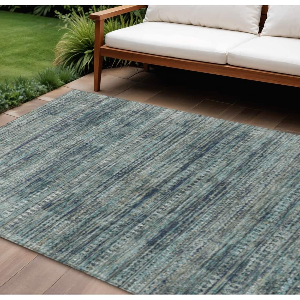 HomeRoots Striped Transitional Rectangle Outdoor Rug