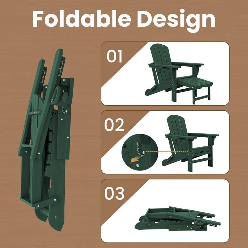 Folding Outdoor Chair with 3-Position Reclining Backrest & Telescoping Footrest