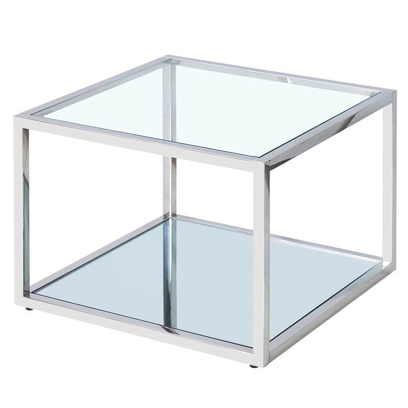 Contemporary Metal and Glass Small Square Coffee Table
