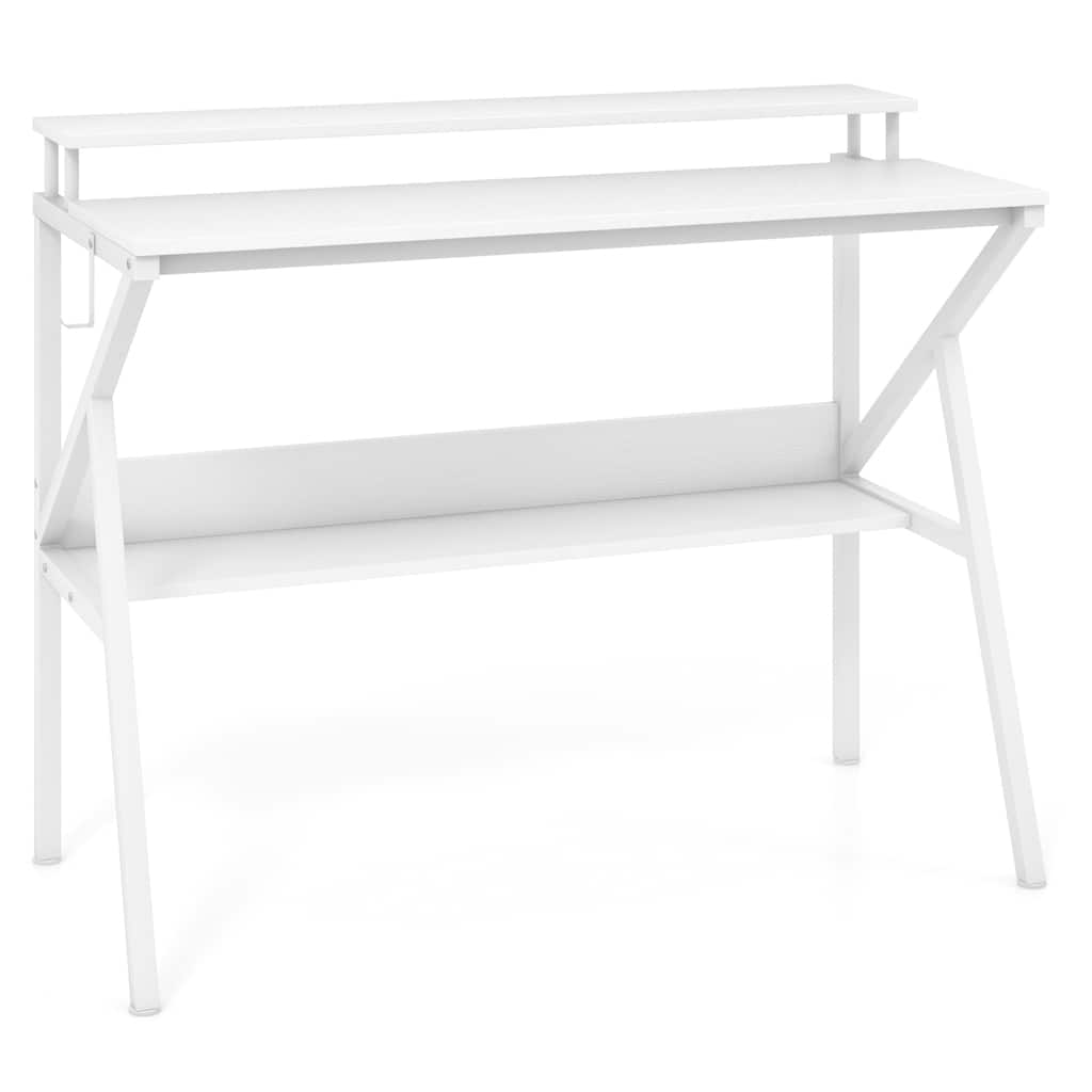 39 Inch Computer Desk with Monitor Shelf and Storage Small Home Office Gaming Table