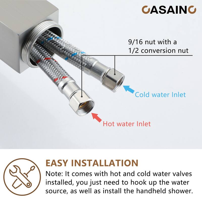 CASAINC Single-Handle Freestanding Floor-Mount Roman Tub Faucet Bathtub Filler with Hand Shower
