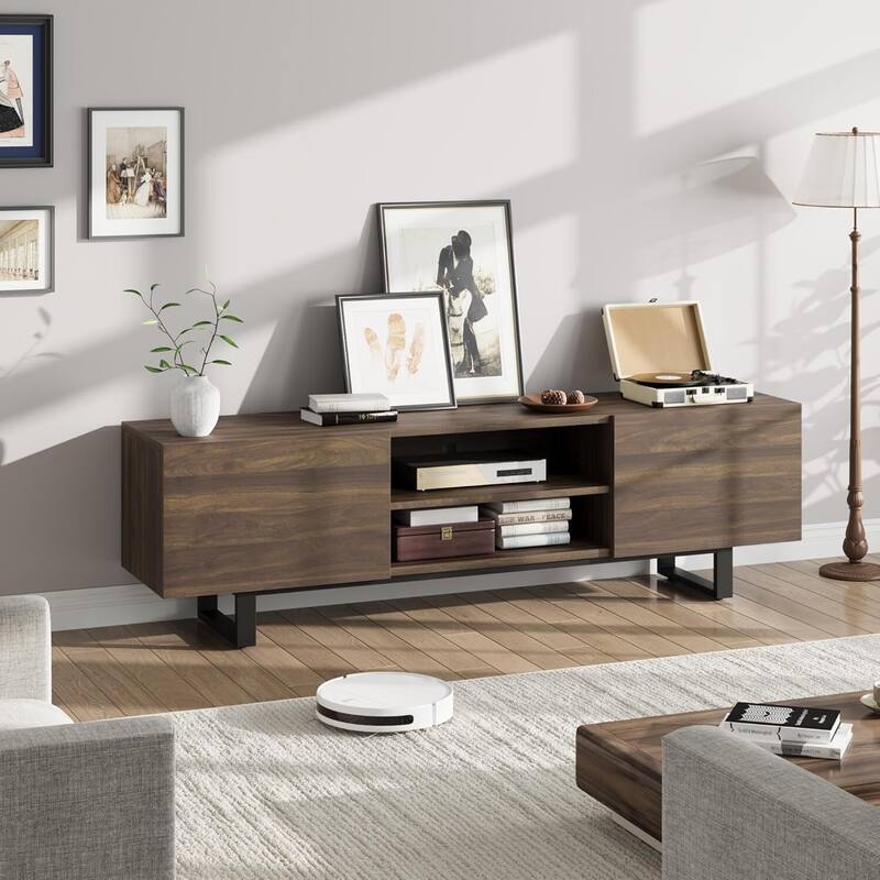 Modern 70 Entertainment Center TV Stand for 65/75/80 Inch TV with 2 Drawers & Open Shelves - N/A