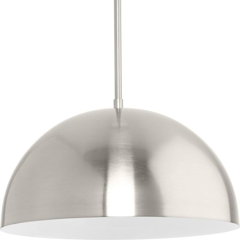 Perimeter Collection One-Light Brushed Nickel Mid-Century Modern Pendant with metal Shade - 15.75 in x 15.75 in x 8.62 in - 15.75 in x 15.75 in x 8.62 in