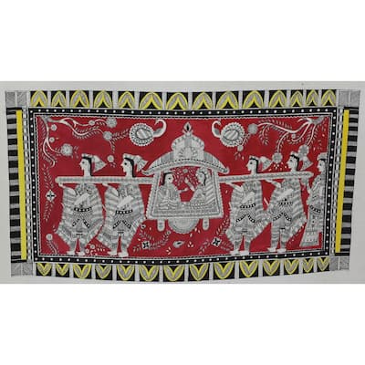 Novica Handmade Bridal Palanquin Madhubani Painting