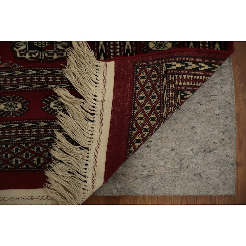 Hand Knotted Oriental 100% Wool Carpet Traditional Geometric Red Bokhara Area Rug - 5' 8'' X 4' 1''