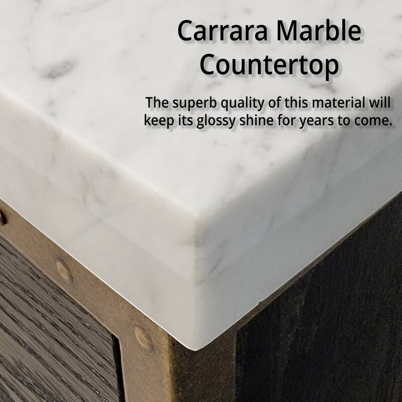 Norwalk Bath Vanity with Carrara Marble Top, Sink, Mirror and Faucet