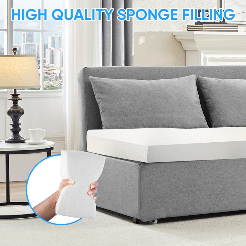 Mixoy Full/Queen Size Sofa Bed,2 in 1 Convertible Linen 1-Seater/Loveseat Sleeper Sofa Couch with Cushions