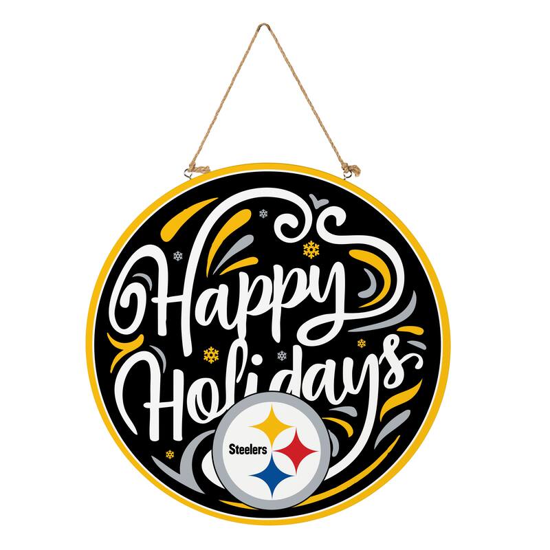 Pittsburgh Steelers 18" x 18" Happy Holidays Door Décor Wall Sign - 18" x 18"