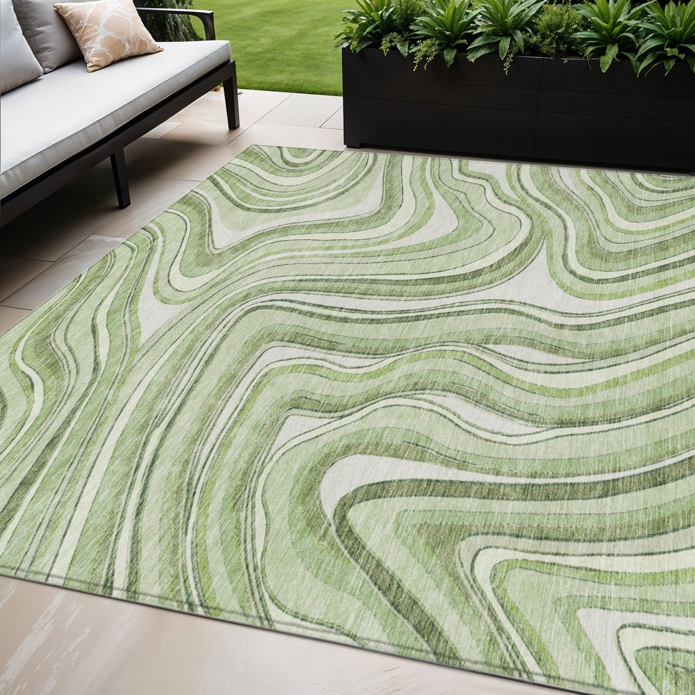 HomeRoots Abstract Transitional Rectangle Outdoor Rug