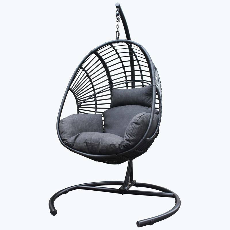 High Quality Wicker Swing Egg Chair Great for Indoors&Outdoors - N/A - Black