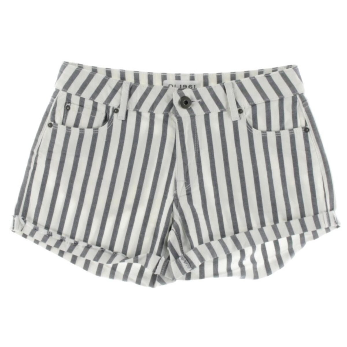 black and white striped shorts denim