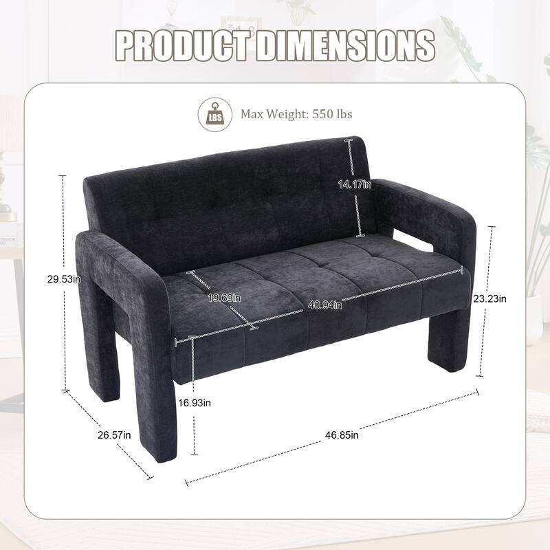 Nordic Modern Double Armchair Compact Upholstered Sofa Leisure Sofa Comfortable Seating with Dual Armrests Can be paired