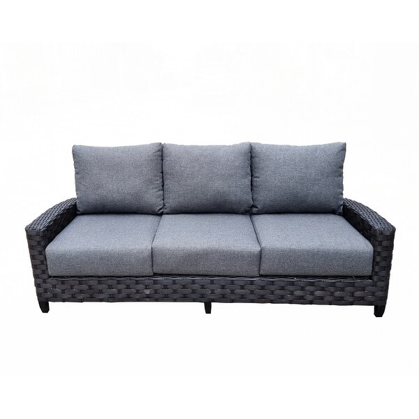 Grey rattan 2025 3 seater sofa