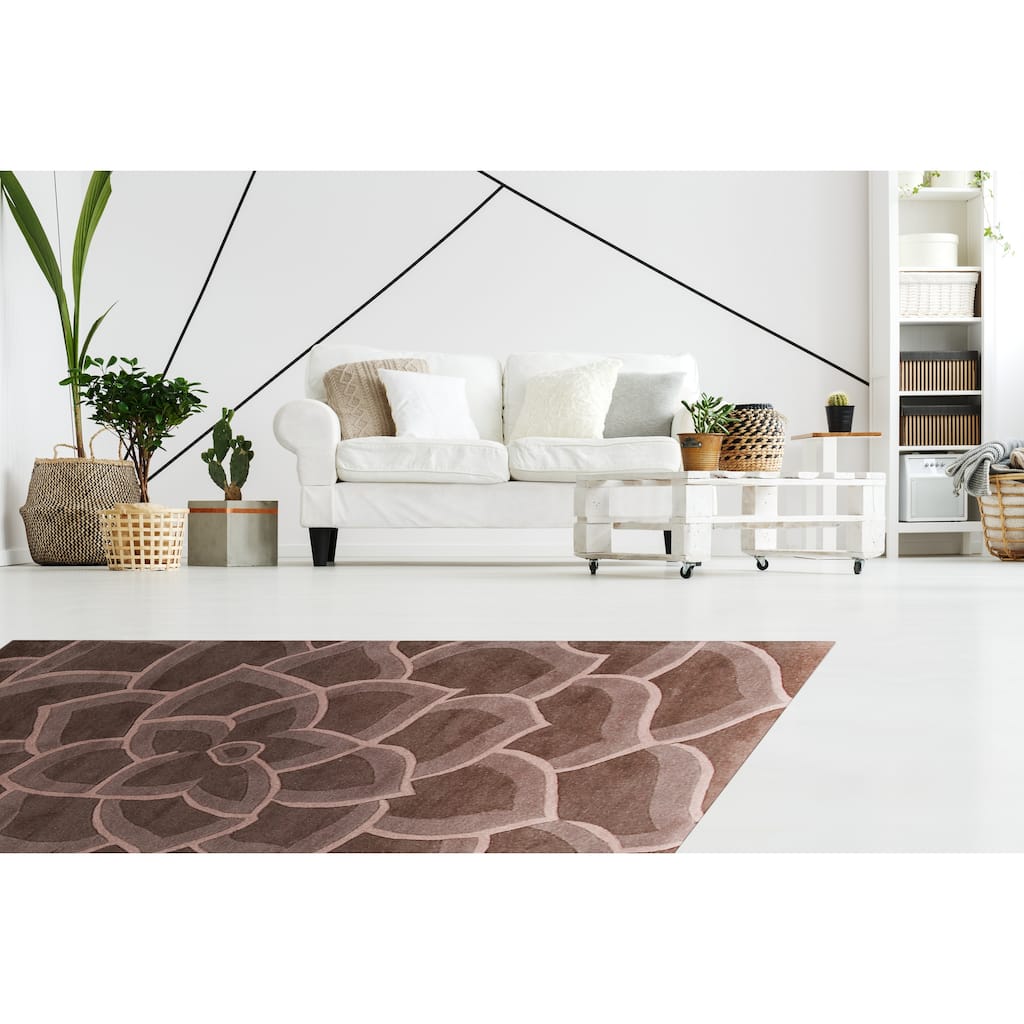 Brown Transitional Transitional Wiled Tufted Area Rug - Elegant and Timeless Design - 5' x 8'