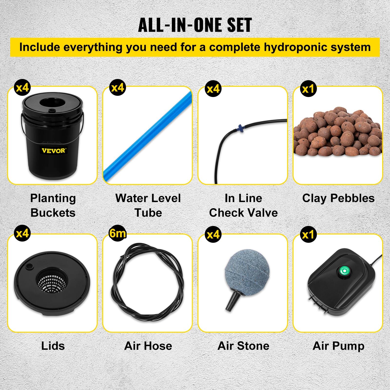 VEVOR DWC Hydroponic System 5 Gallon 48 Buckets Deep Water Culture