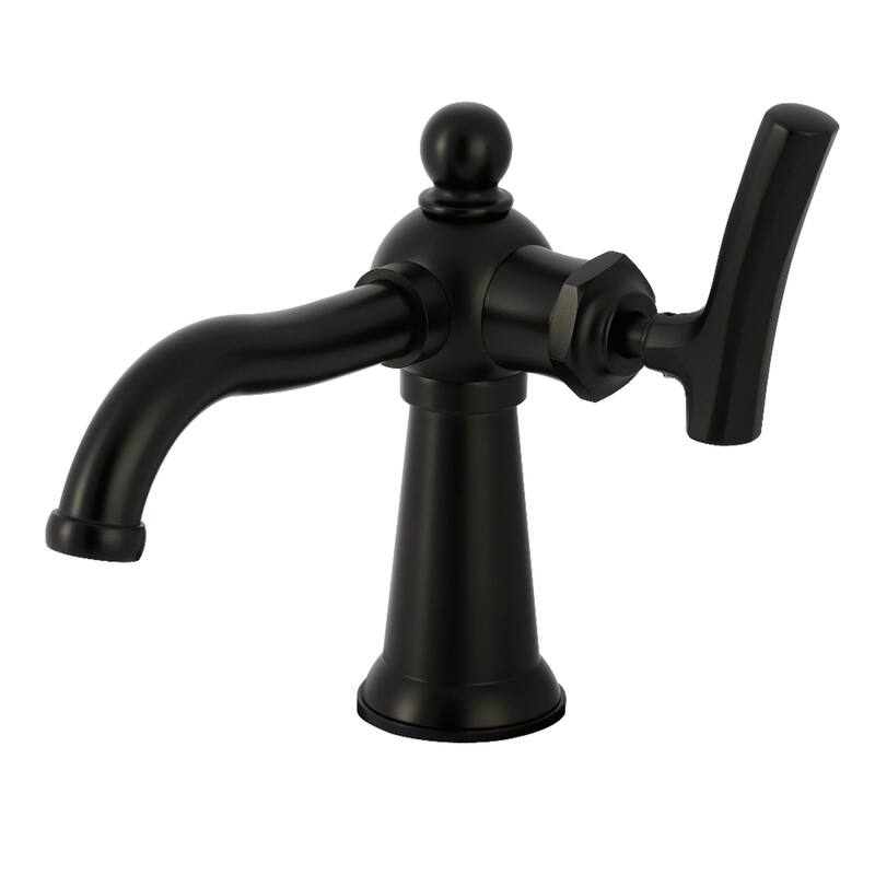 Kingston Brass Hallerbos Single-Handle 1-Hole Deck Mount Bathroom Faucet with Drain - Matte Black