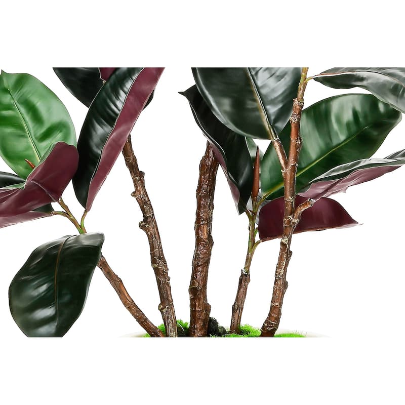 4.5 ft. Artificial Rubber Tree in White Decor Pot for Home Decor - 4.5 ft.