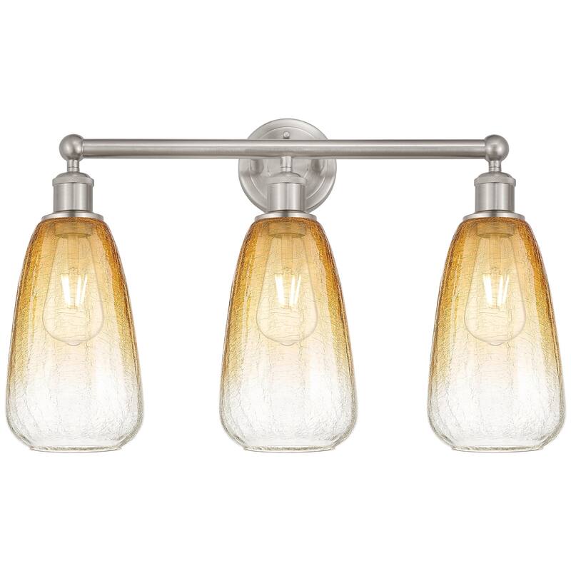 Innovations Lighting 616-3W-16-24 Brookhaven Almond Vanity Brookhaven - Brushed Satin Nickel / Amber