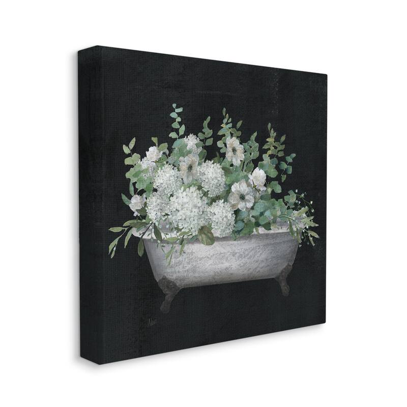 Stupell Vintage Clawed Bathtub Botanical White Flower Bouquet Canvas Wall Art