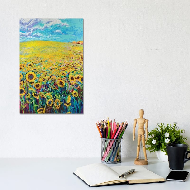 iCanvas "Sunflower Triptych Panel I" by Iris Scott Canvas Print - 12x8x0.75