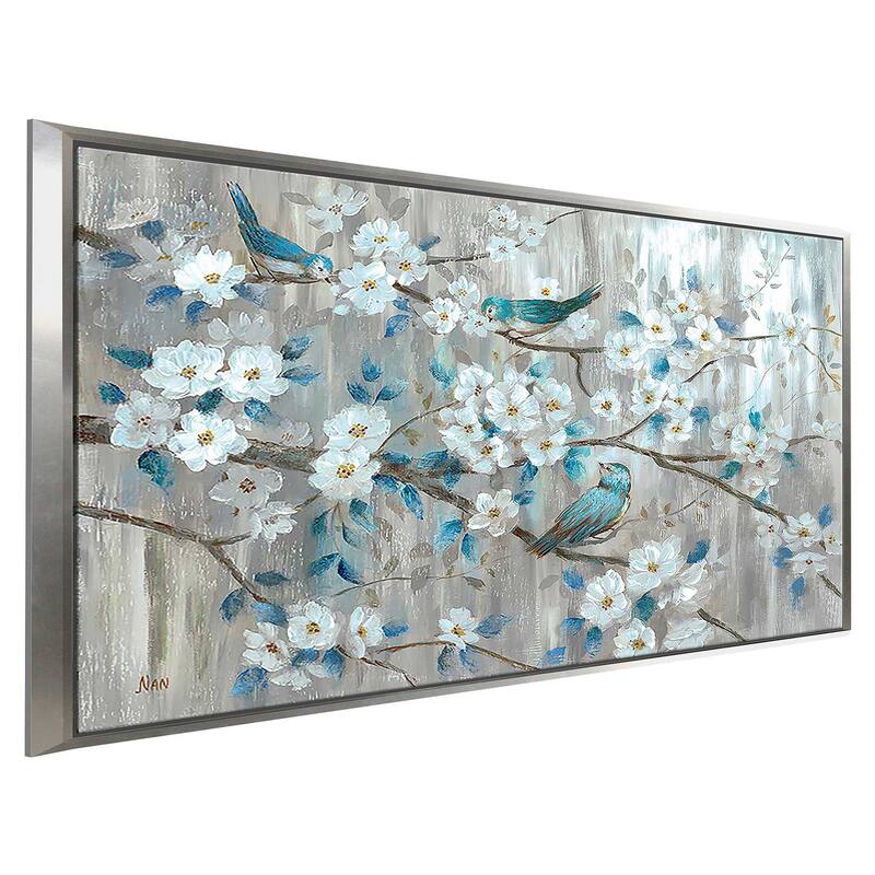 "Teal Birds" Print on Floating Canvas
