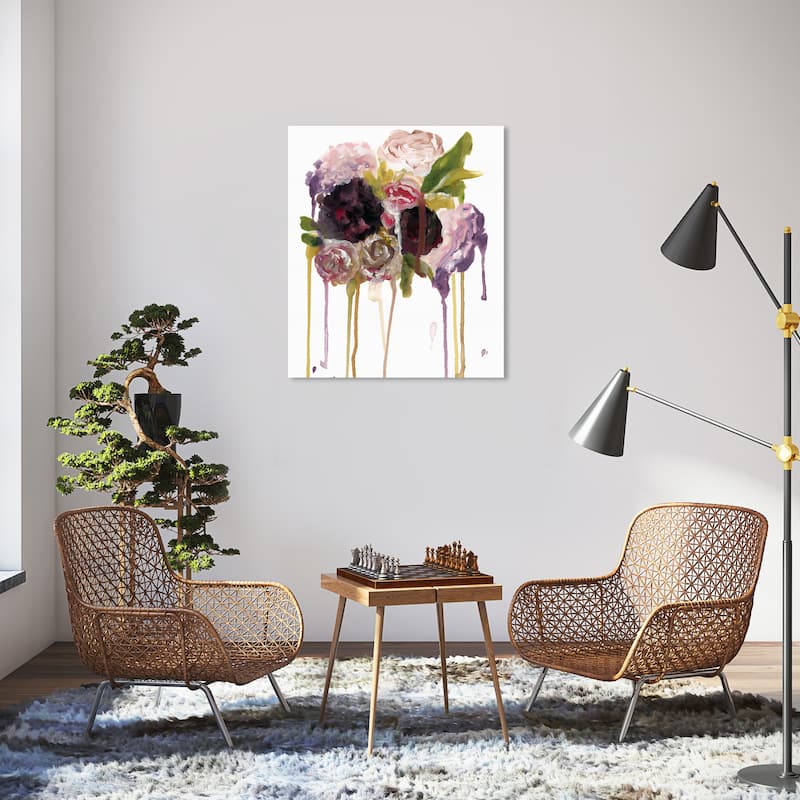 Wynwood Studio Canvas Abstract Dripping Flowers Pink and Modern & Contemporary Wall Art Canvas Print - 36 x 30