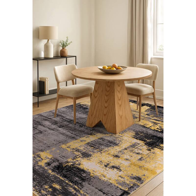 World Rug Gallery Modern Abstract Design Black Area Rug