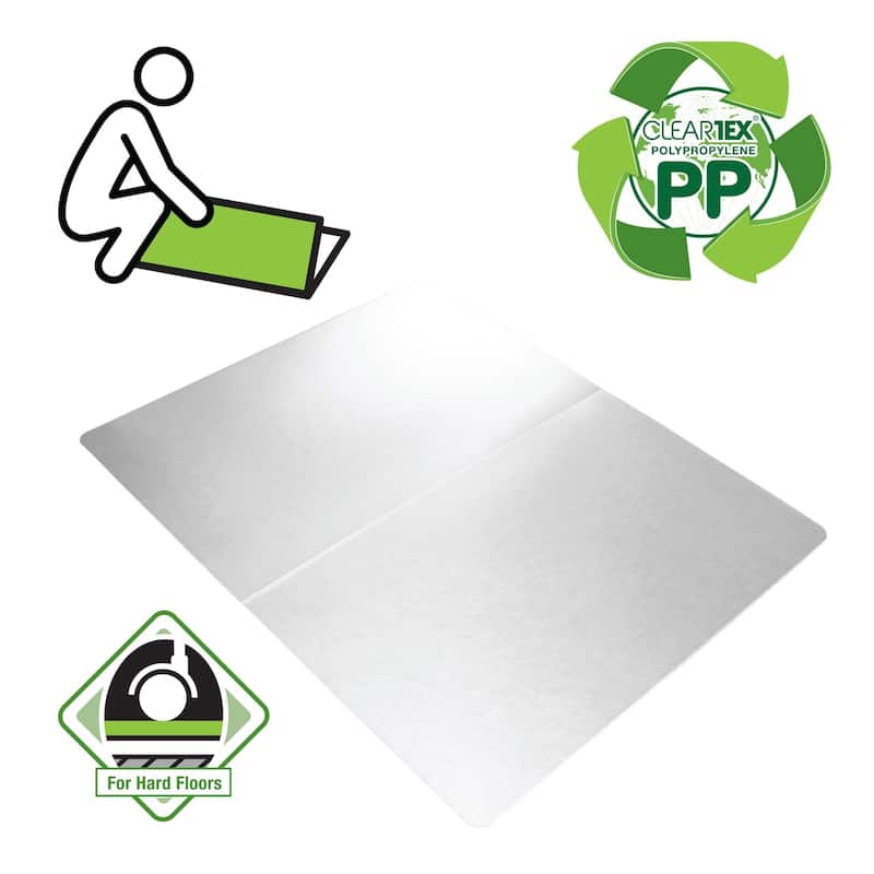 Cleartex® Polypropylene Rectangular Anti-Slip Foldable Chair Mat for Hard Floors - 35" x 46"