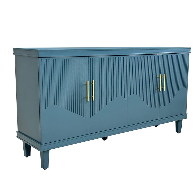 60 Inch Sideboard with Adjustable Shelves,Buffet Cabinet with Solid Wood Legs