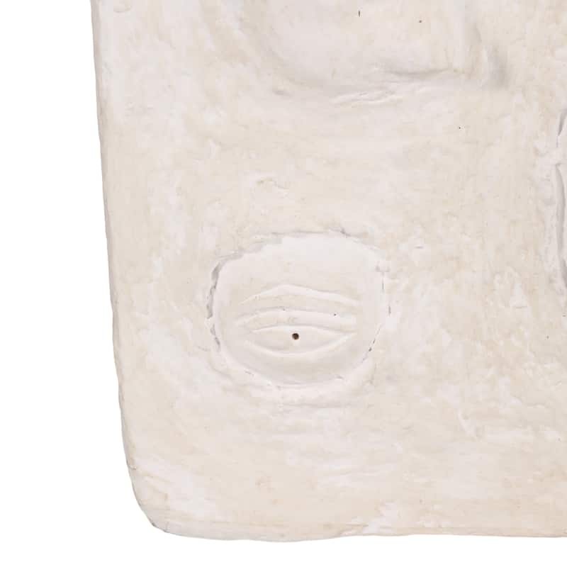 Canvas Wall Art Textured 3D Relief Face Design - 24" White